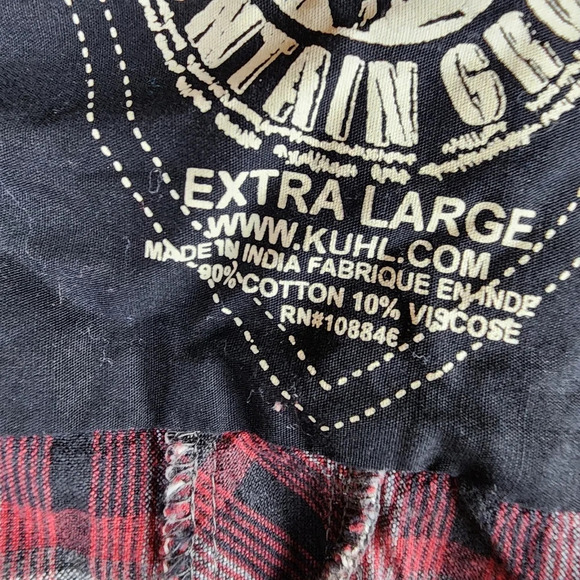 Kuhl Button Front Shirt Long Sleeve Plaid Red Black Cream Size  XL - Picture 3 of 13
